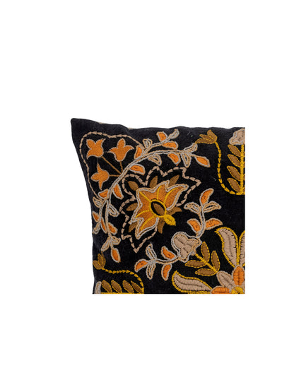 Colmar Orange and Black Embroidered Cushion