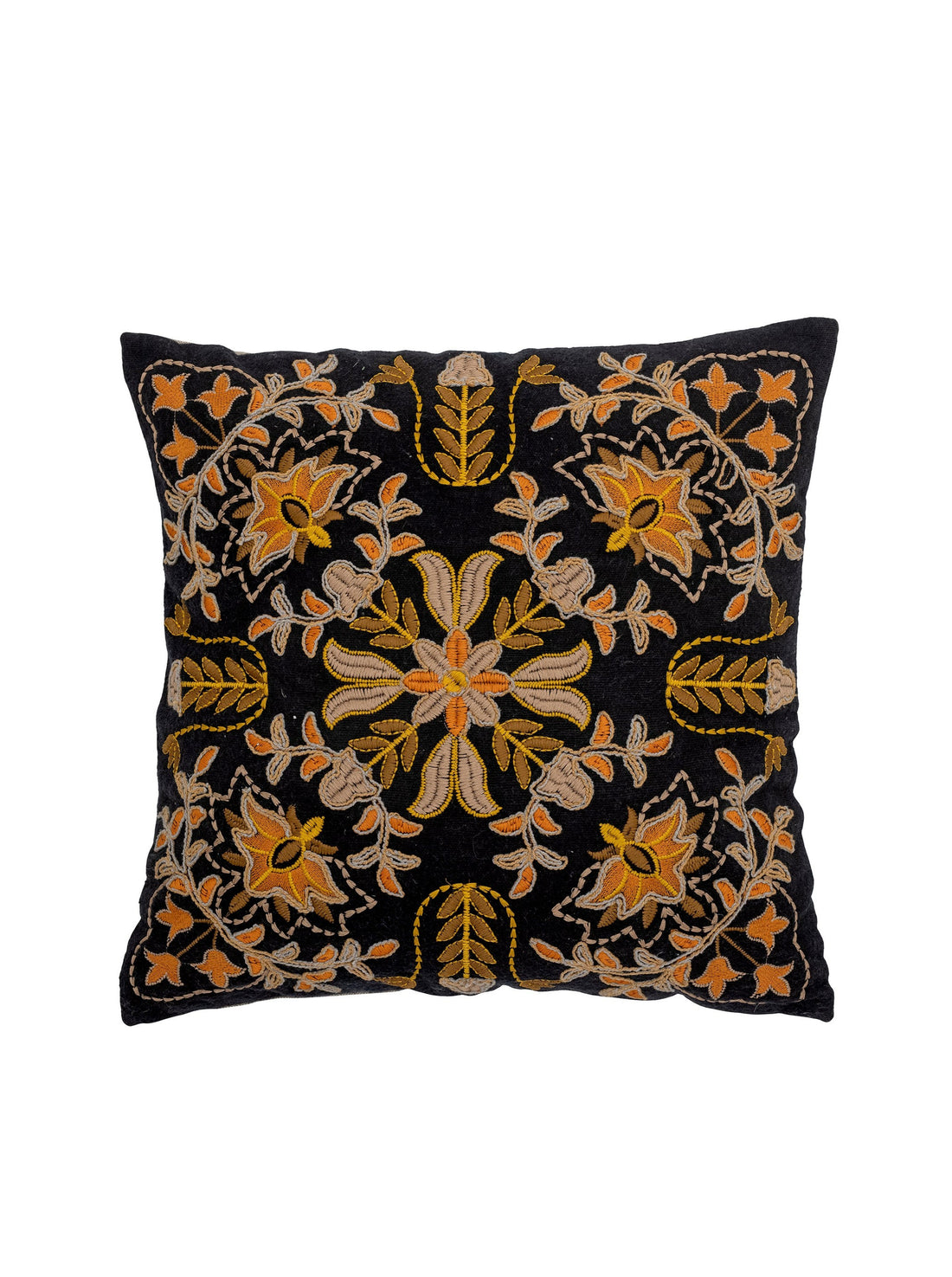 Colmar Orange and Black Embroidered Cushion