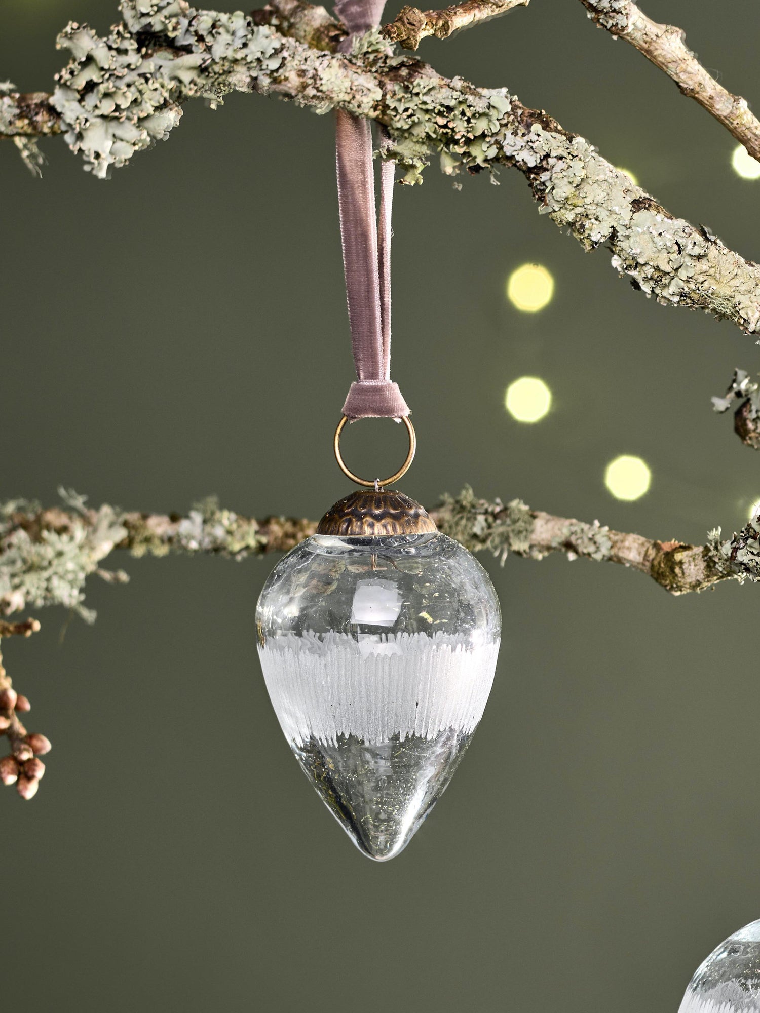 Anara Clear Etched Bauble - Teardrop