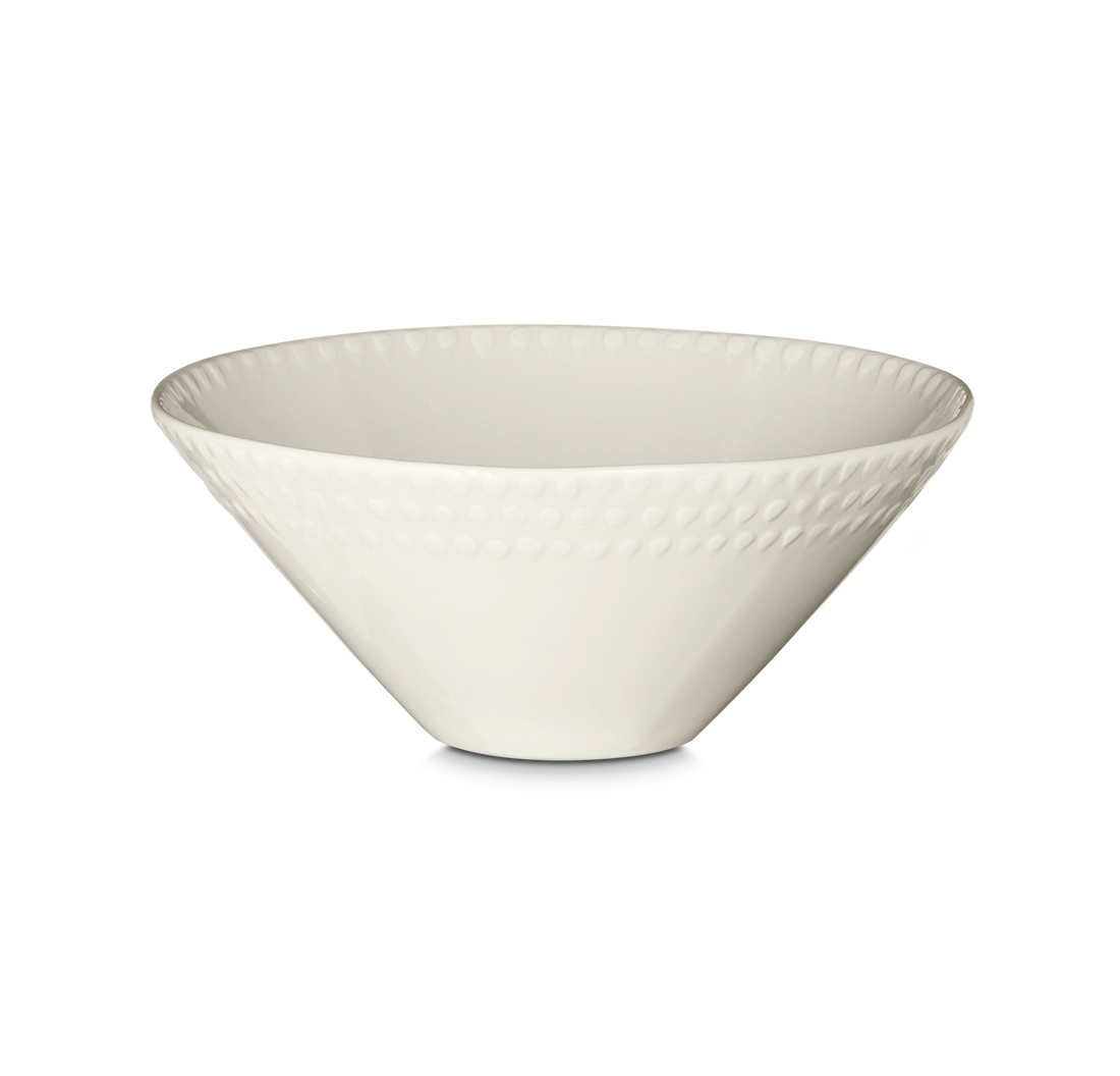 Ela Cream Ceramic Embossed Serving Bowl - Small