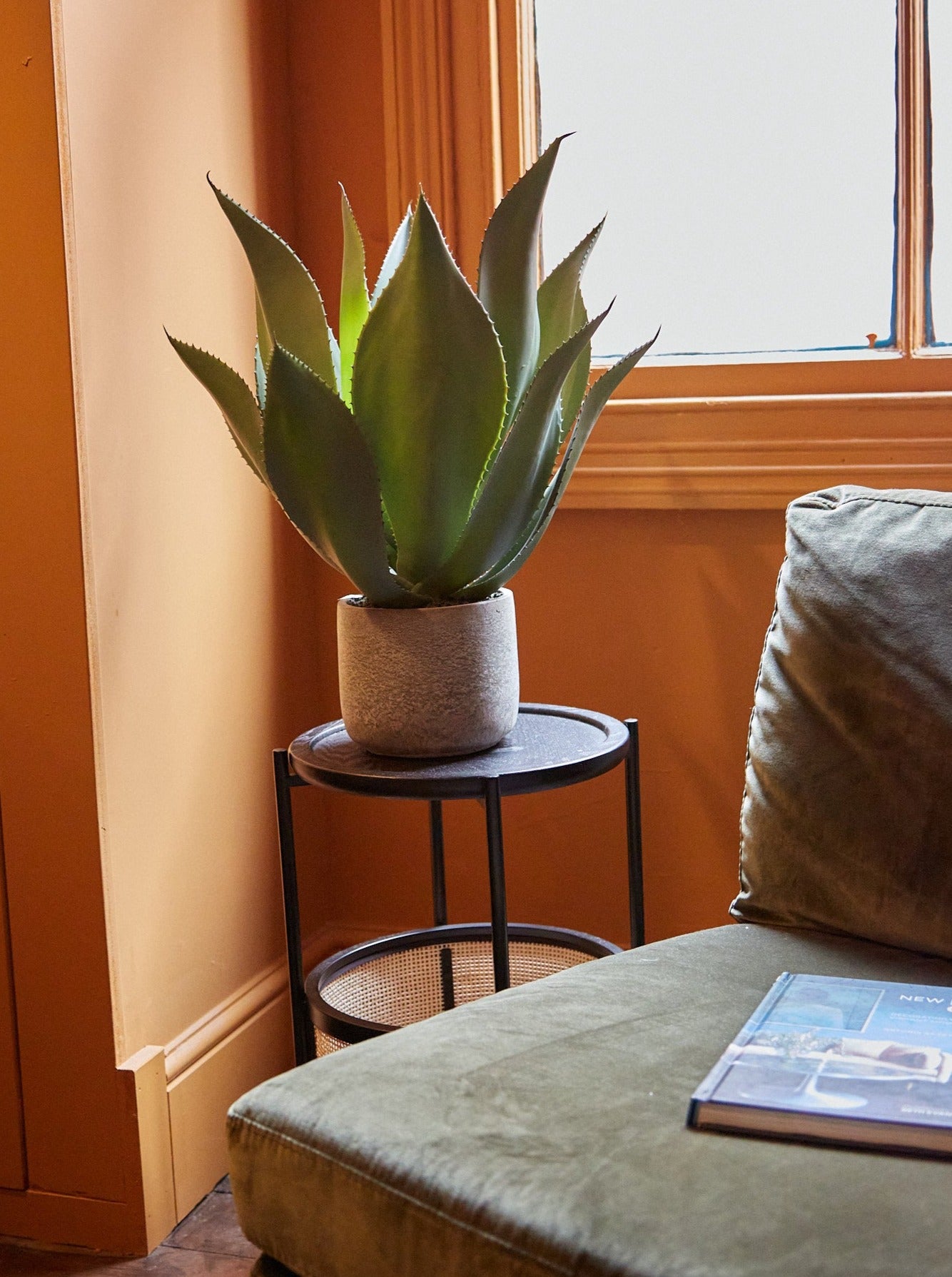 Faux Green Aloe Vera Plant in Clay Style Pot