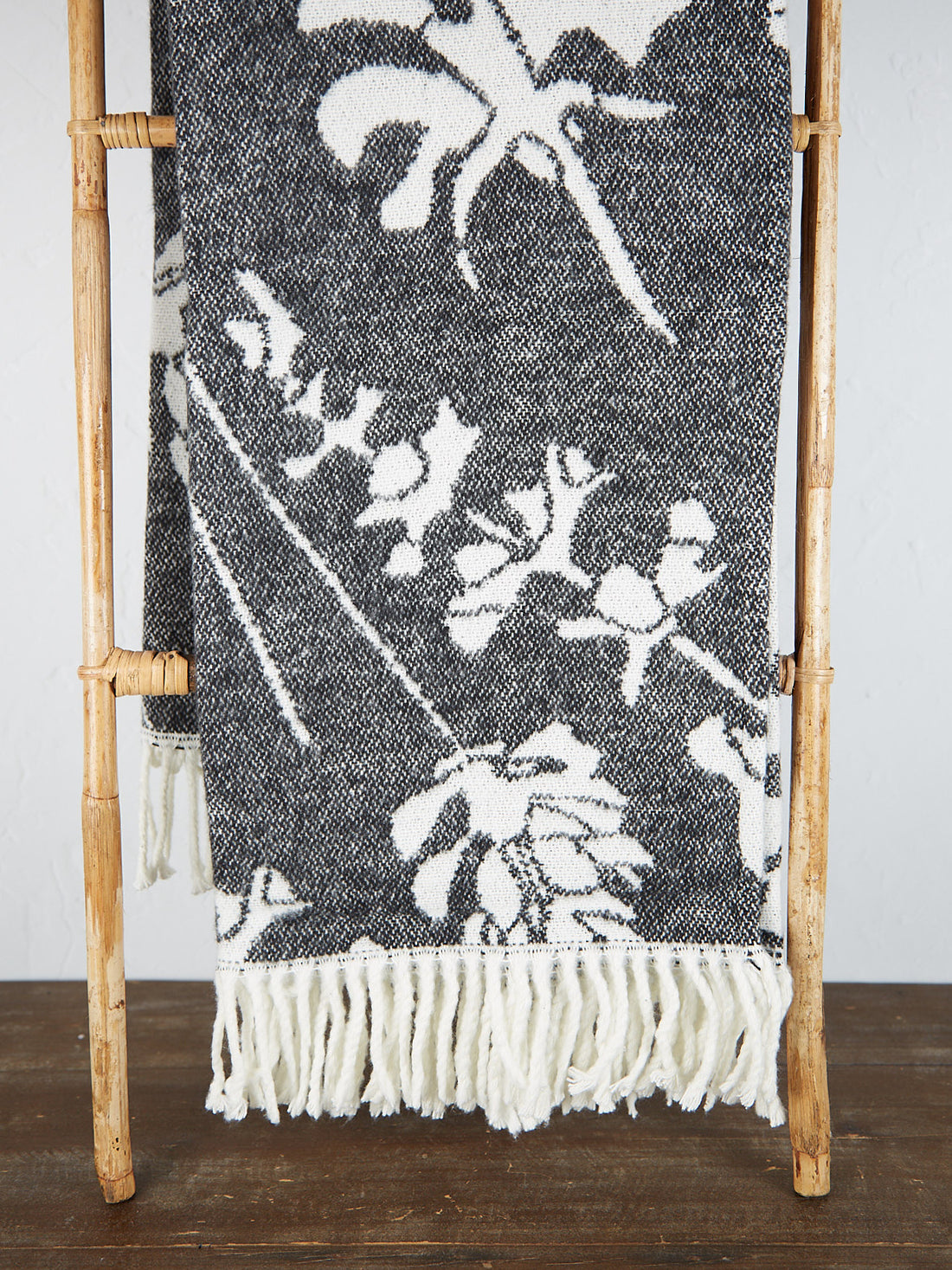 Gini Floral Woven Throw in Carbone