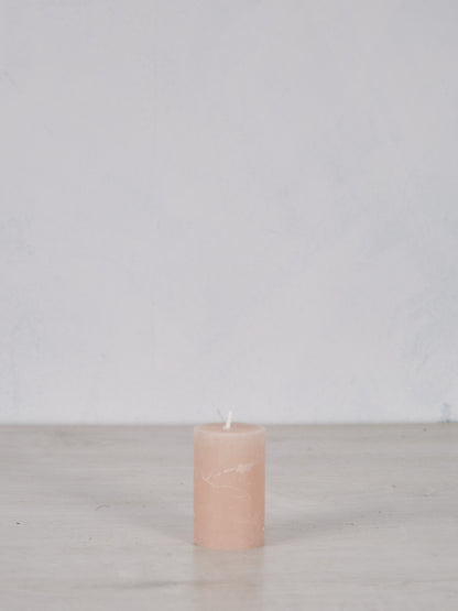 Mini Rustic Pillar Candle Dusty Rose