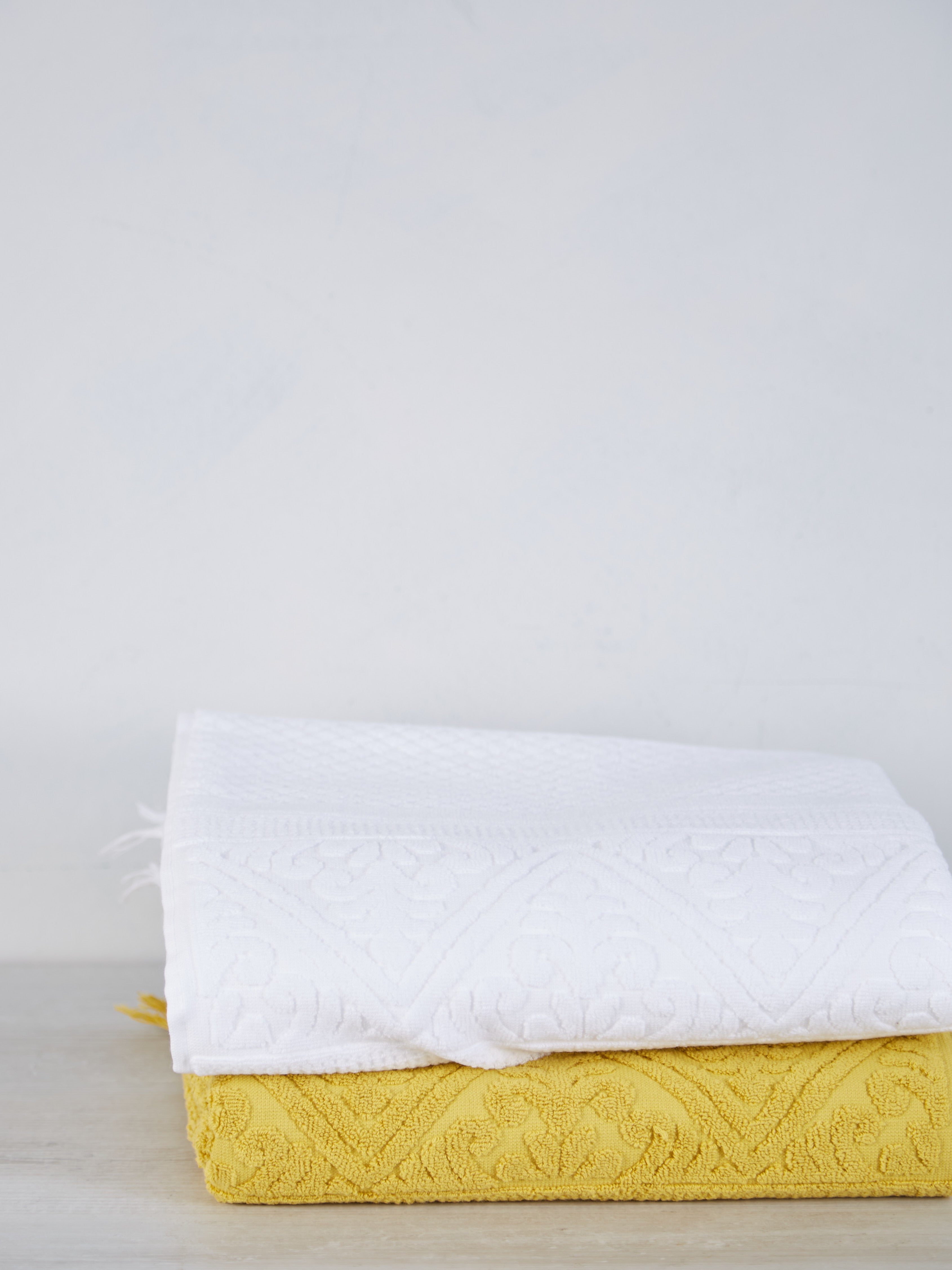 Embossed Jacquard Towel in Crisp White - 4 Sizes Available