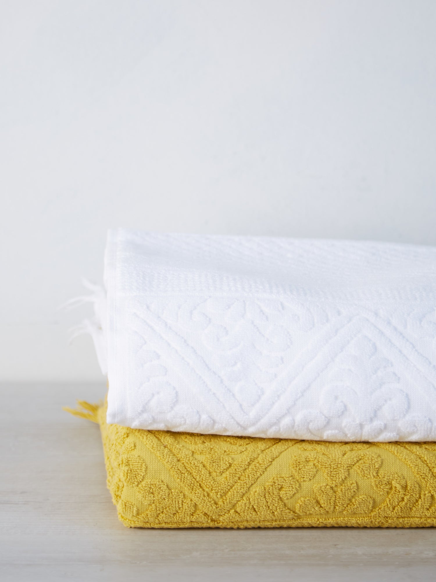 Embossed Jacquard Towel in Crisp White - 4 Sizes Available