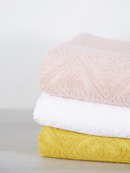 Embossed Jacquard  Towel in Aubepine Pale Pink - 4 Sizes Avilable