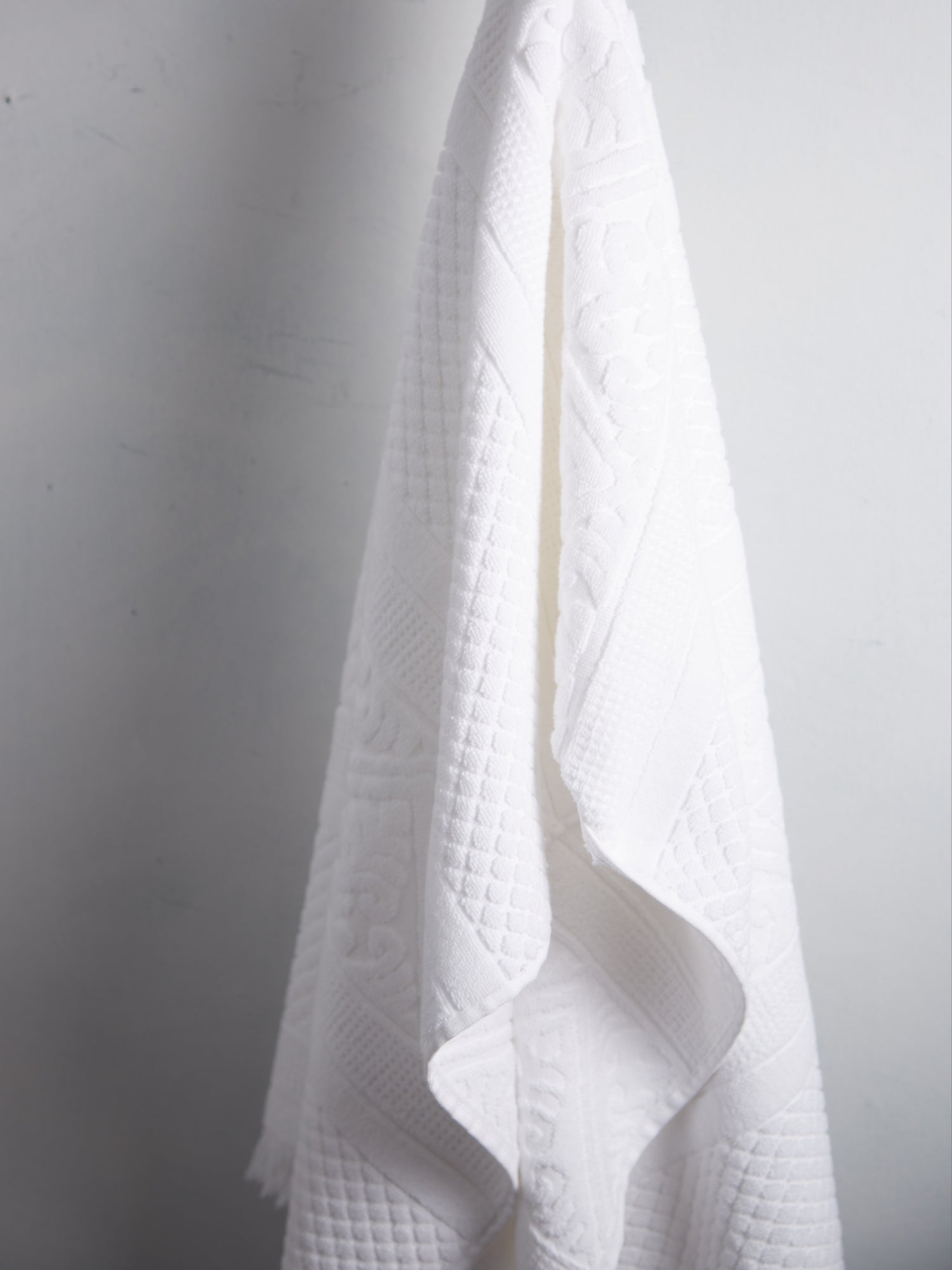 Embossed Jacquard Towel in Crisp White - 4 Sizes Available