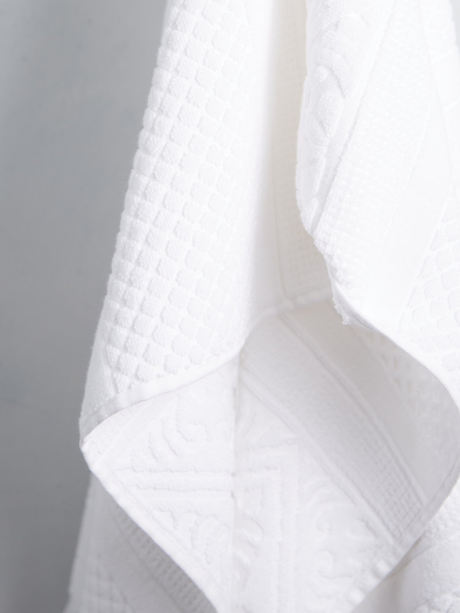 Embossed Jacquard Towel in Crisp White - 4 Sizes Available