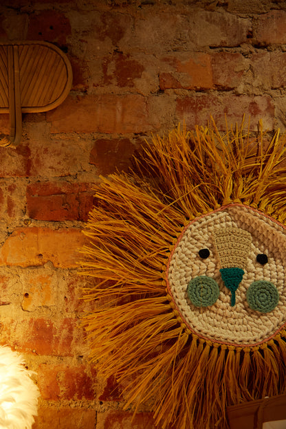 Crochet Lion Mustard Turquoise