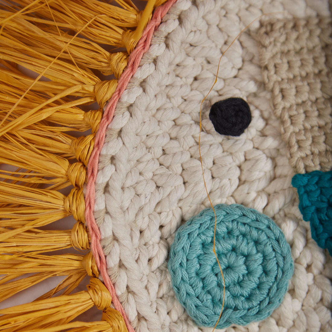 Crochet Lion Mustard Turquoise