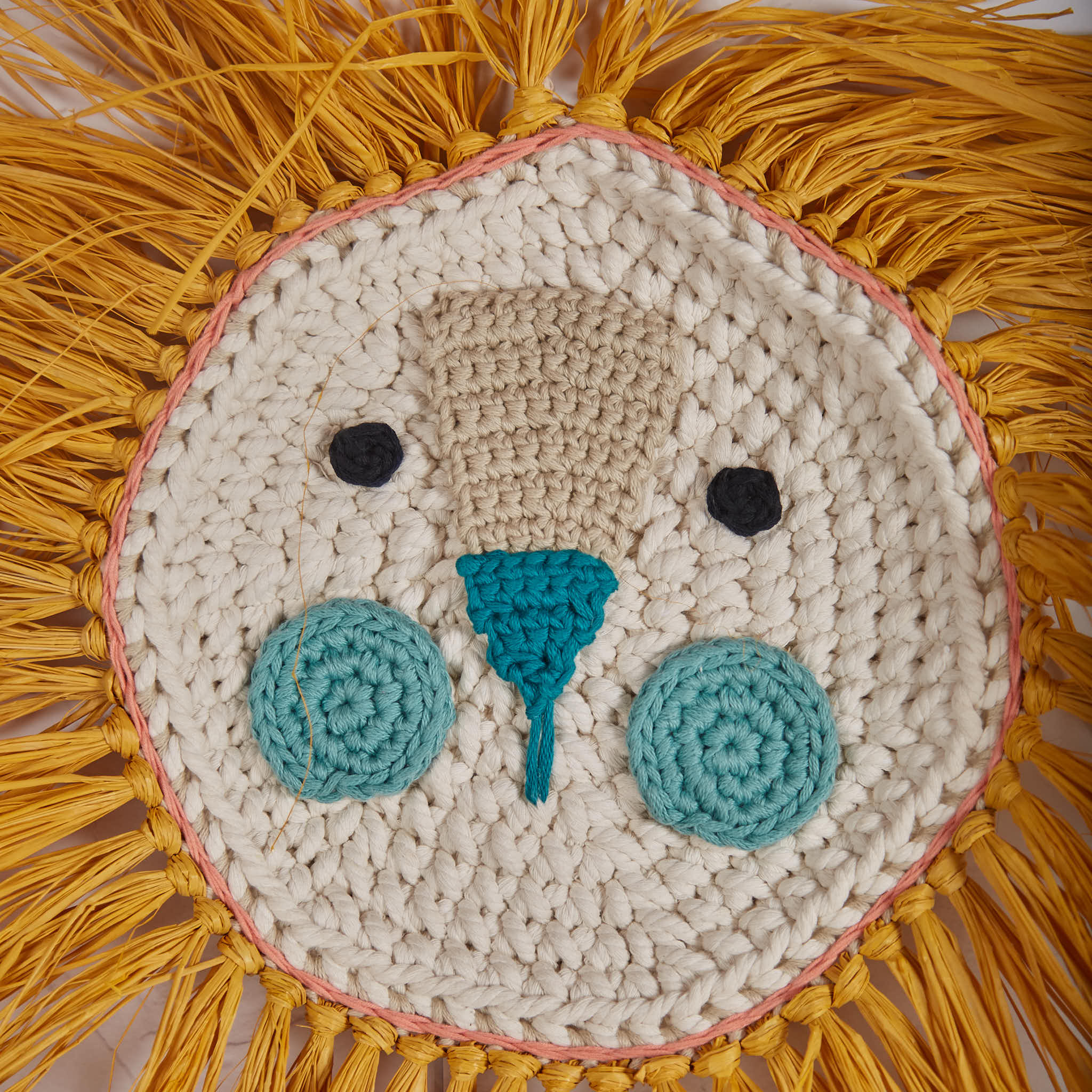 Crochet Lion Mustard Turquoise