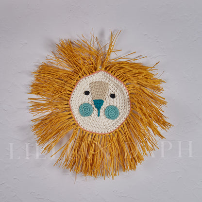 Crochet Lion Mustard Turquoise