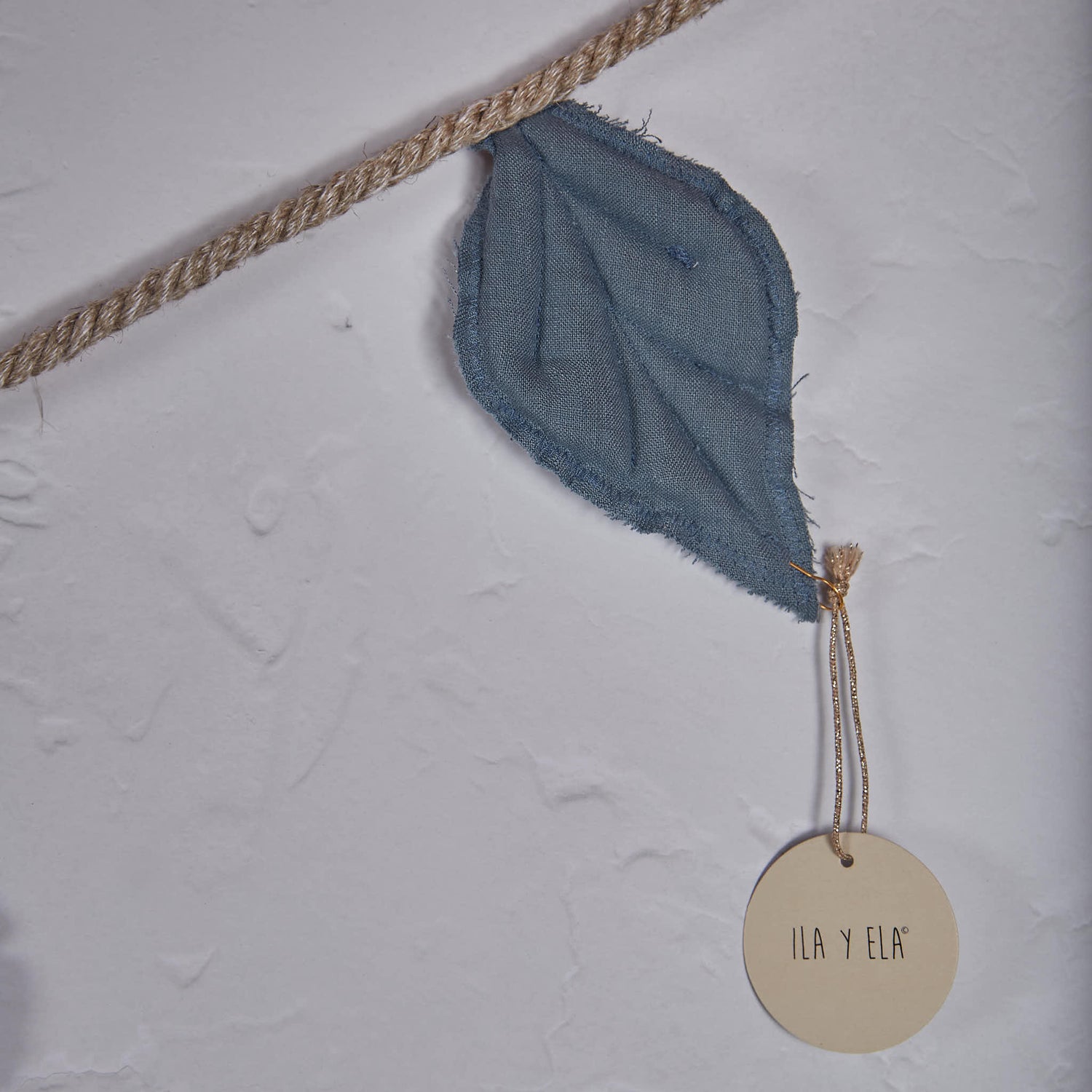 Handmade Linen Leaf Garland Blue