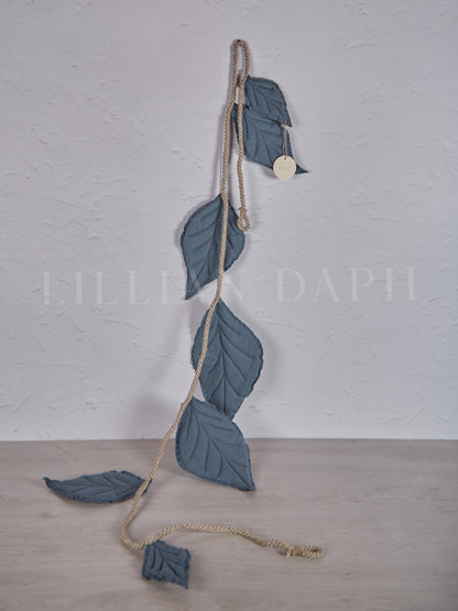 Handmade Linen Leaf Garland Blue