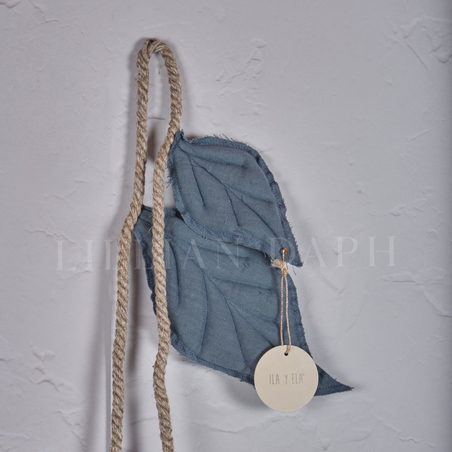 Handmade Linen Leaf Garland Blue