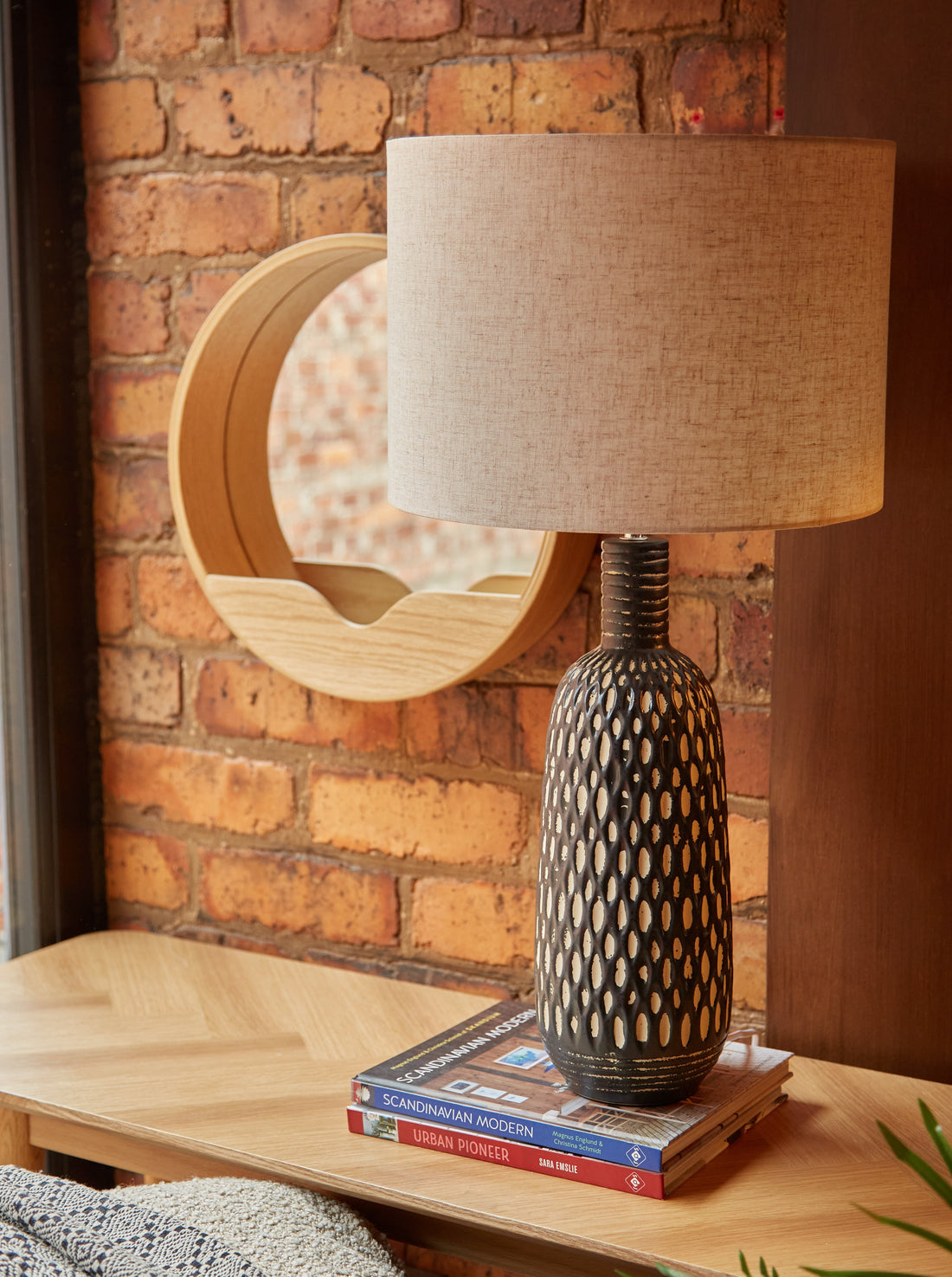 Barnaby Ceramic Monochrome Lamp with Linen Shade