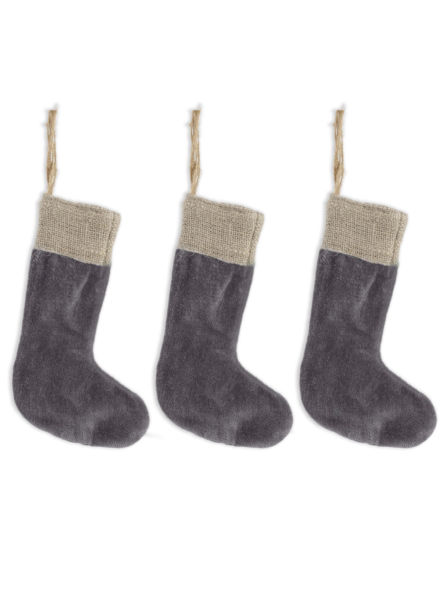 Karru Cotton Velvet Mini Christmas Stocking - Charcoal