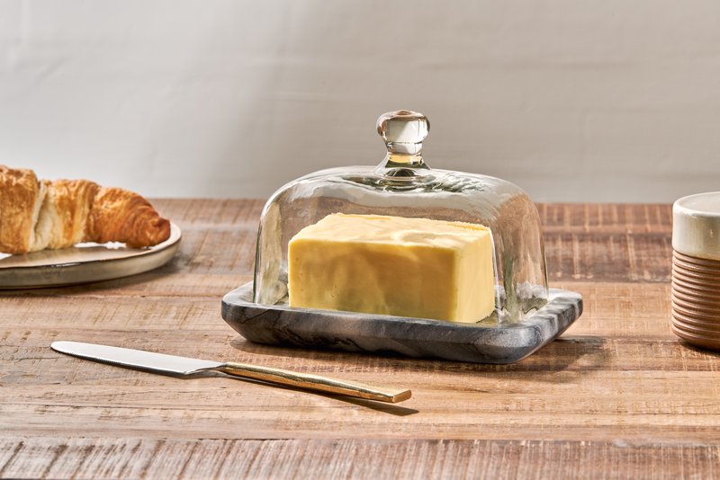 Kallso Marble &amp; Glass Butter Dish