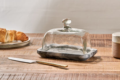 Kallso Marble &amp; Glass Butter Dish