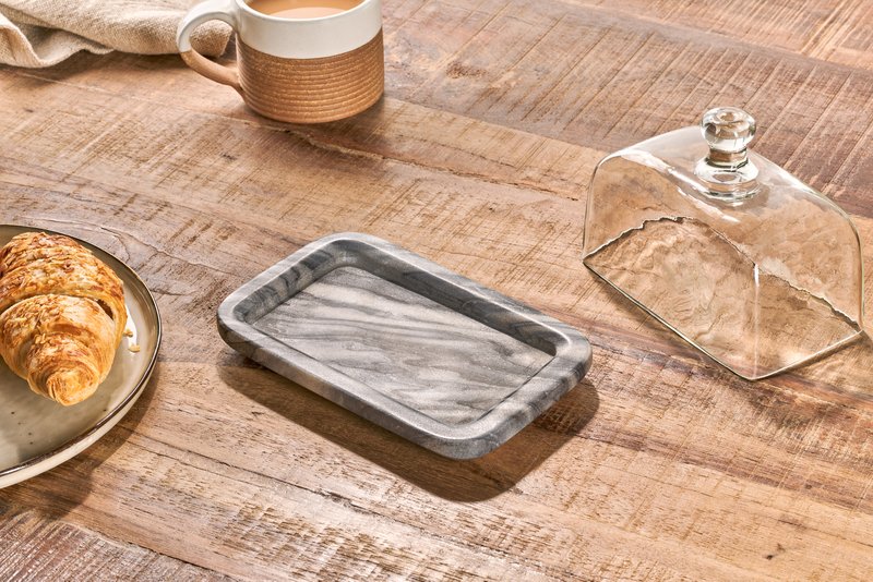 Kallso Marble &amp; Glass Butter Dish