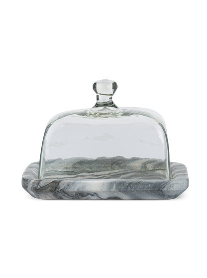 Kallso Marble &amp; Glass Butter Dish