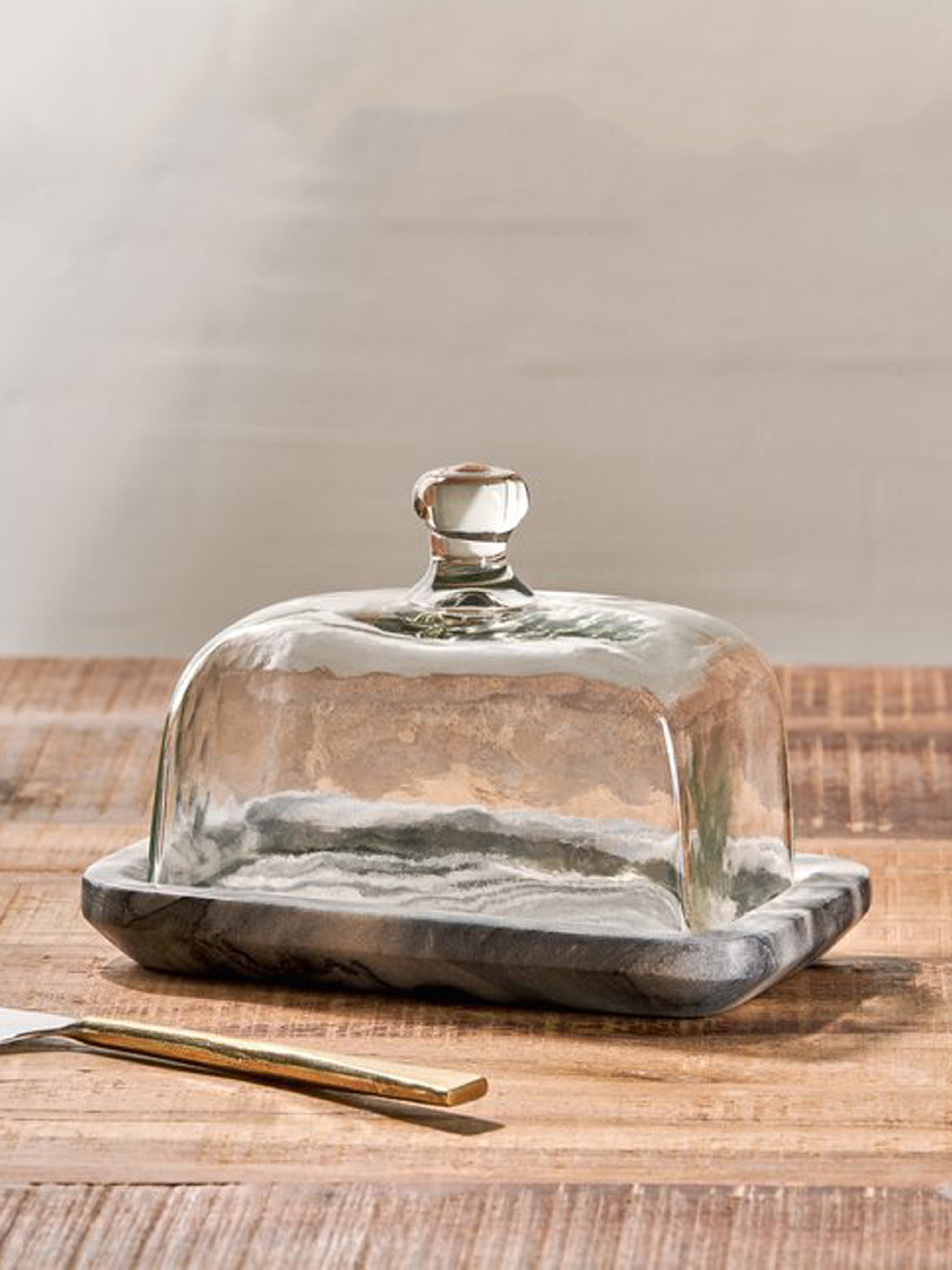 Kallso Marble &amp; Glass Butter Dish