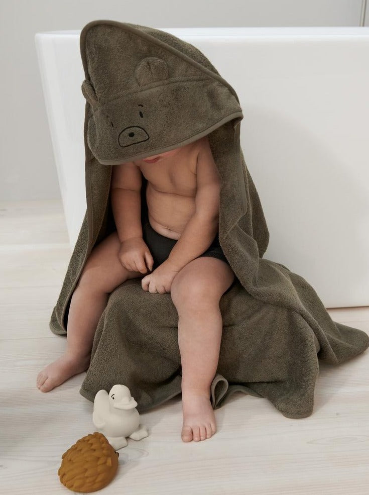 Augusta Hooded Junior Towel in Khaki Mr. Bear