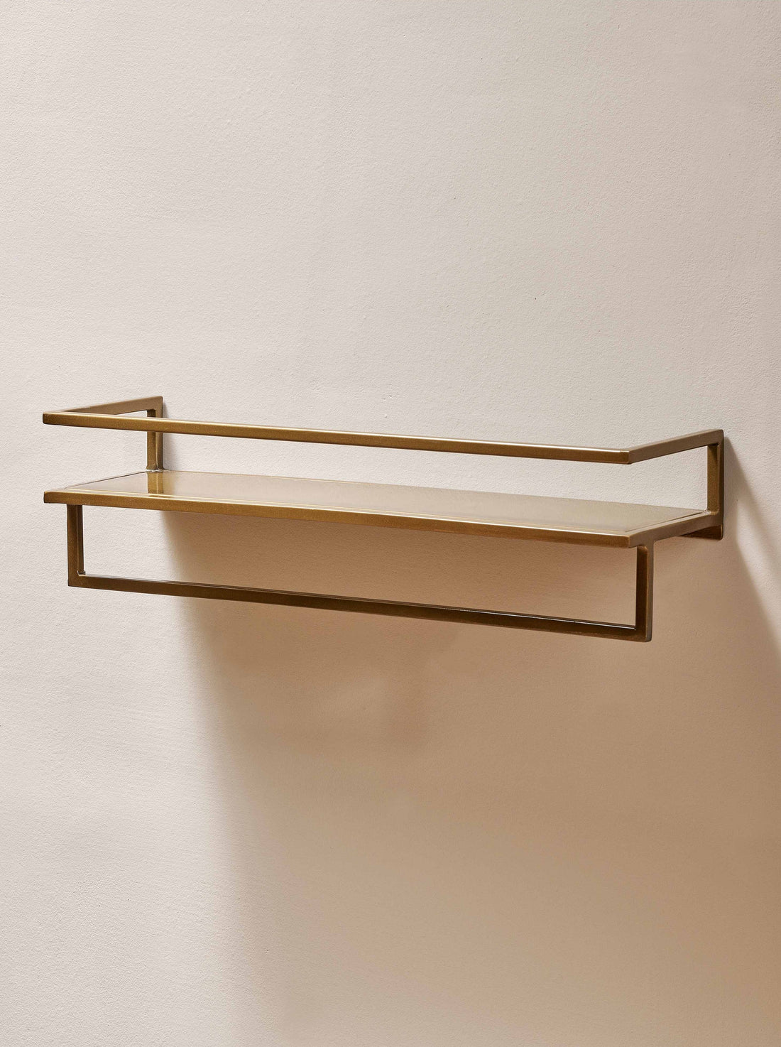 Mahi Brass Metal Wall Shelf With Towel Rail