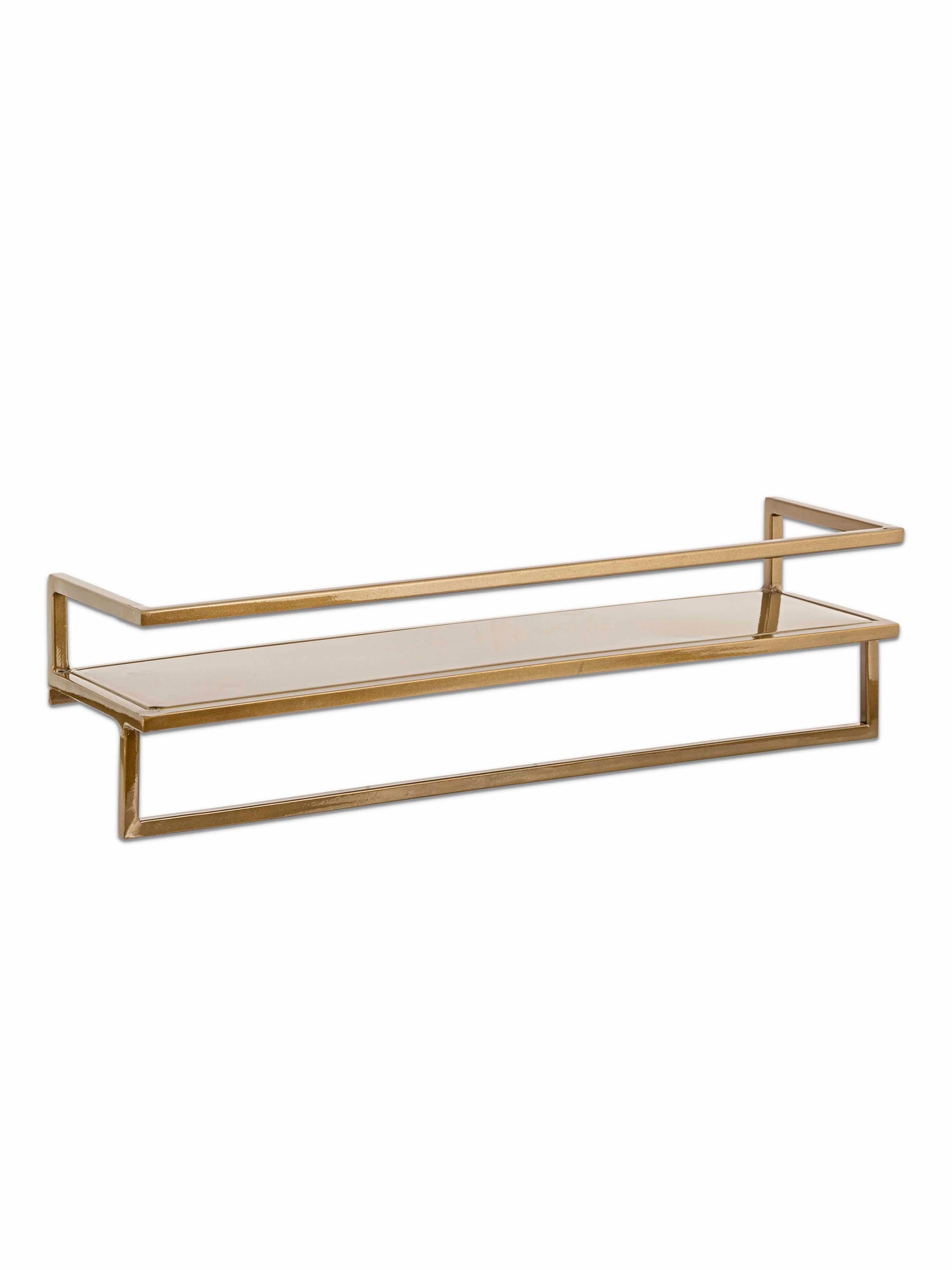 Mahi Brass Metal Wall Shelf With Towel Rail