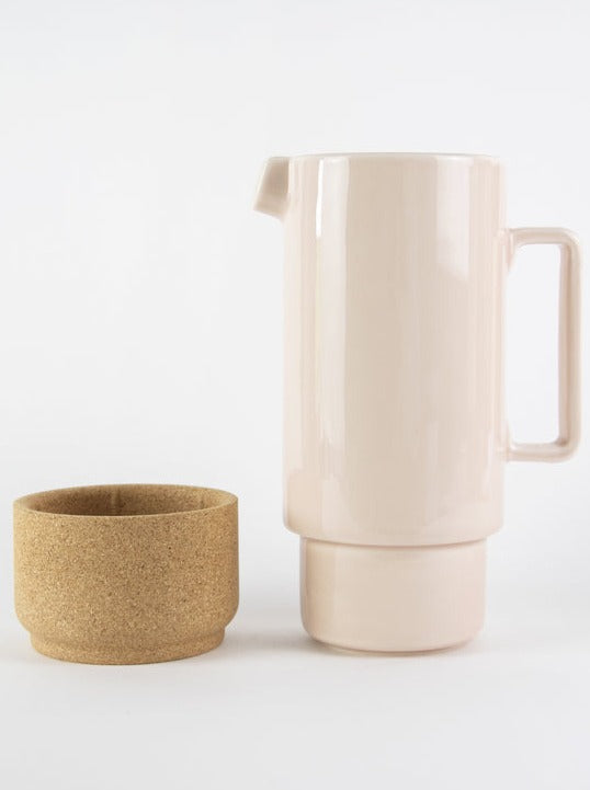 Tall Earthenware Rose Pink Jug with Cork Base