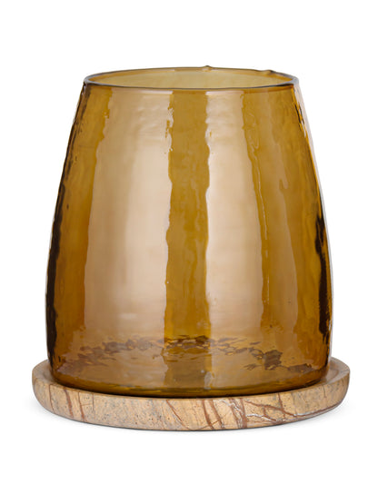 Sikkim Marble &amp; Recycled Glass Tealight Holder - Amber