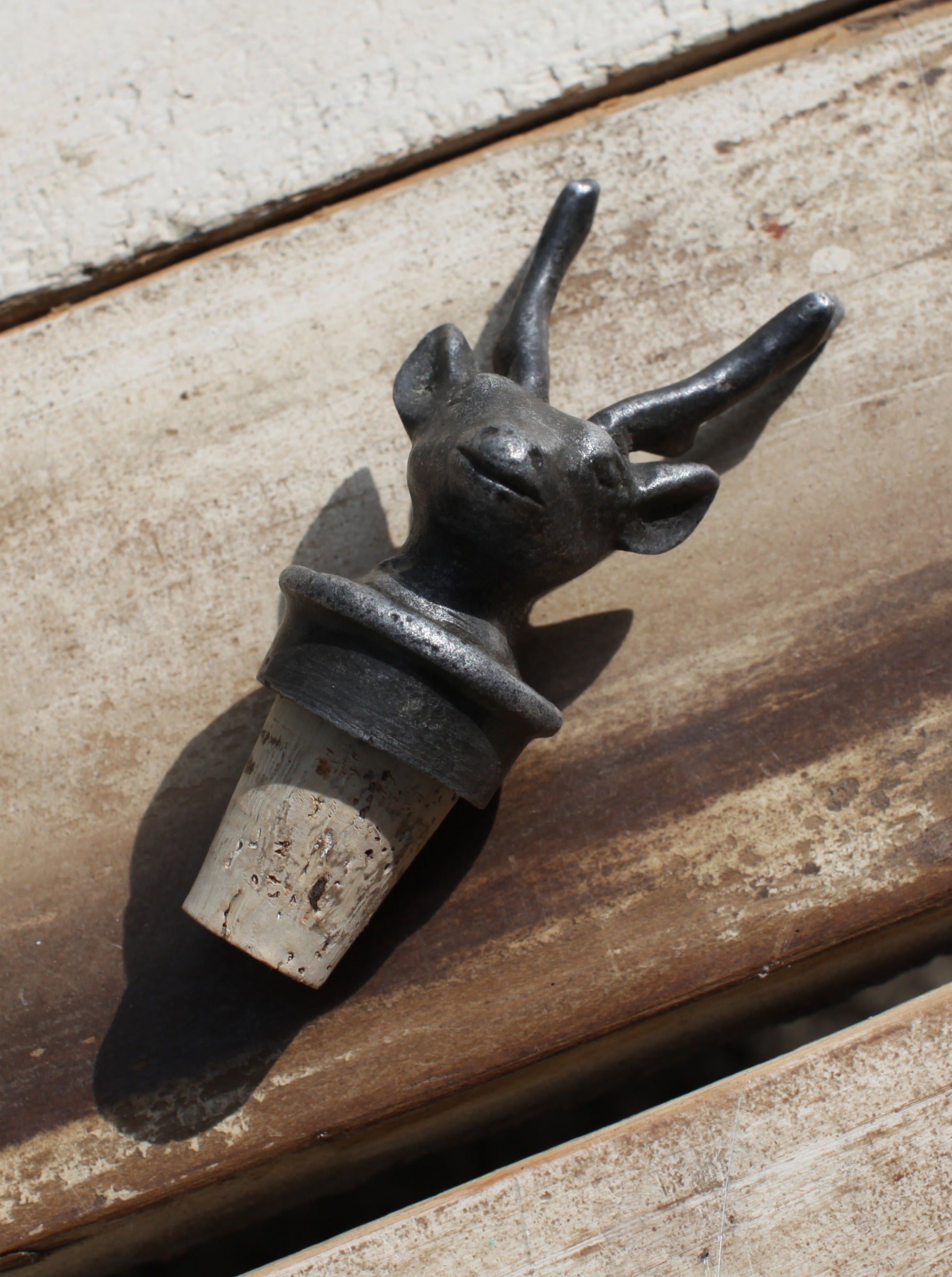 Antique Iron Stag Bottle Stopper