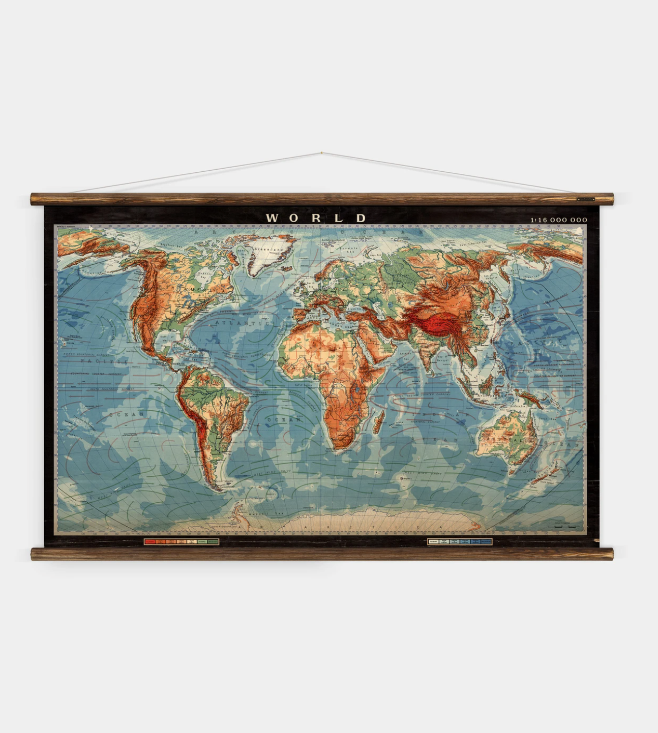 World Physical Relief Map Dark - Extra Large