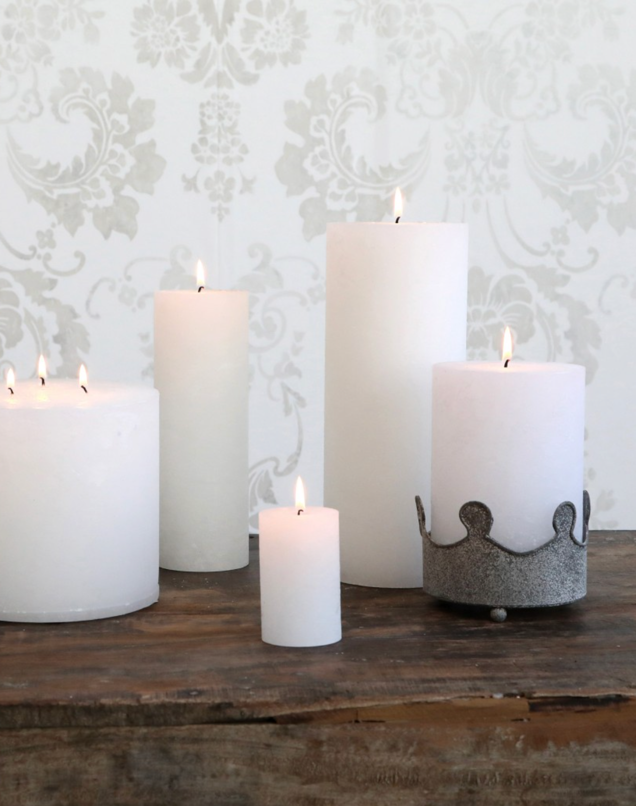 Mini Rustic Pillar Candle White