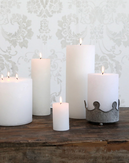 Mini Rustic Pillar Candle White