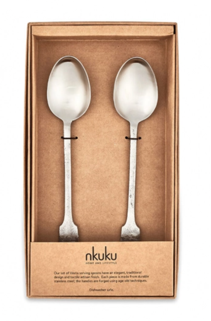 Veeta Brushed Silver Serving Spoons