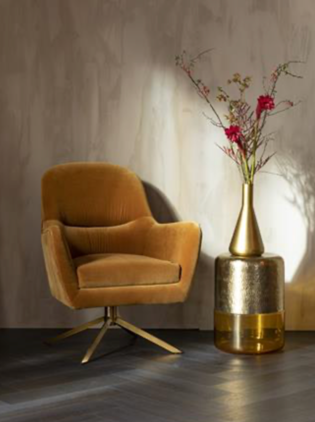 Cave Brass &amp; Amber Glass Side Table