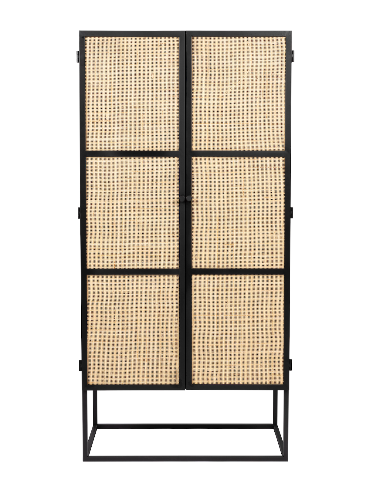 Armie High Cabinet in Black And Rattan