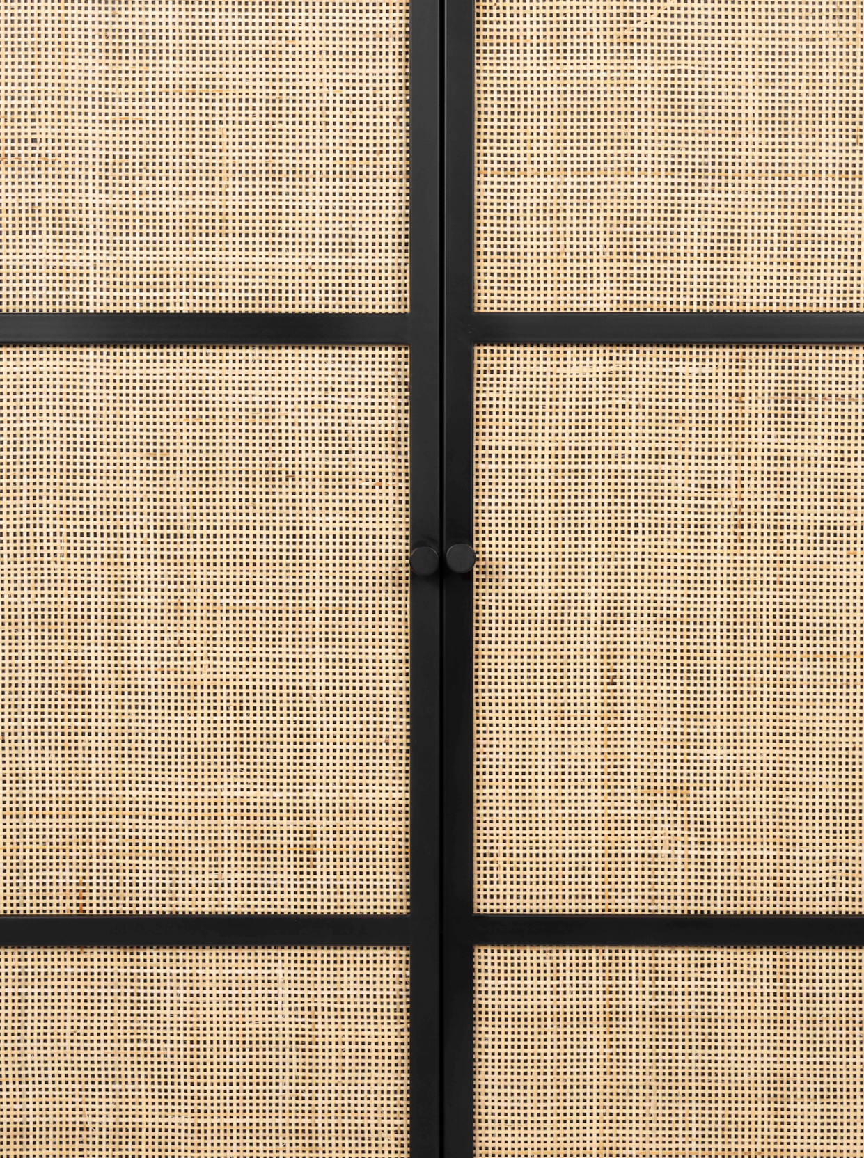 Armie High Cabinet in Black And Rattan