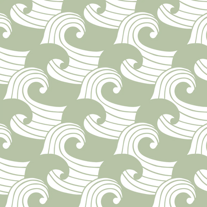 Waves Sage Fitted Crib Sheet 70x140cm