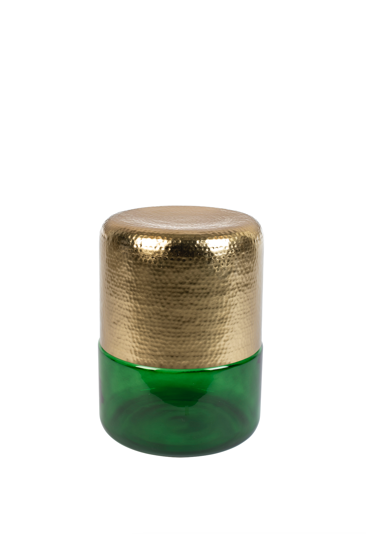 Cave Brass &amp; Green Glass Side Table