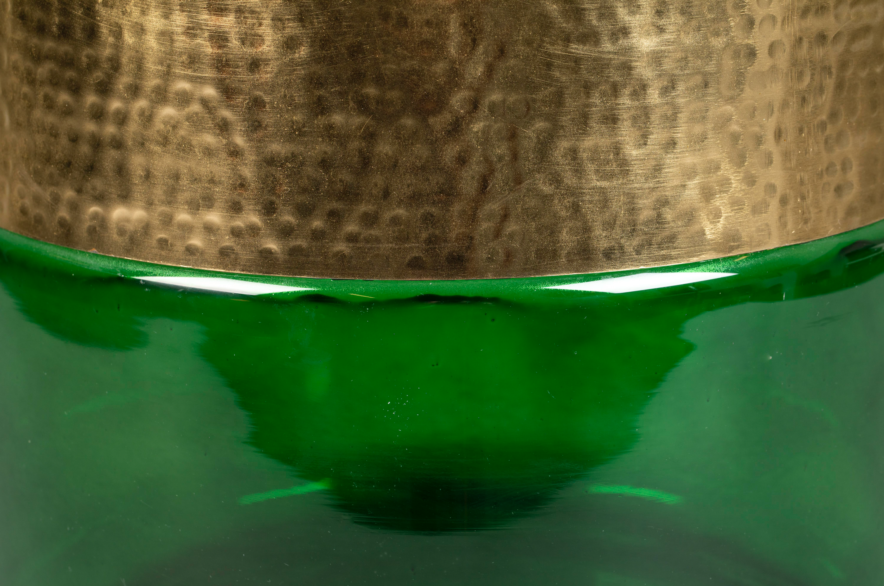 Cave Brass &amp; Green Glass Side Table