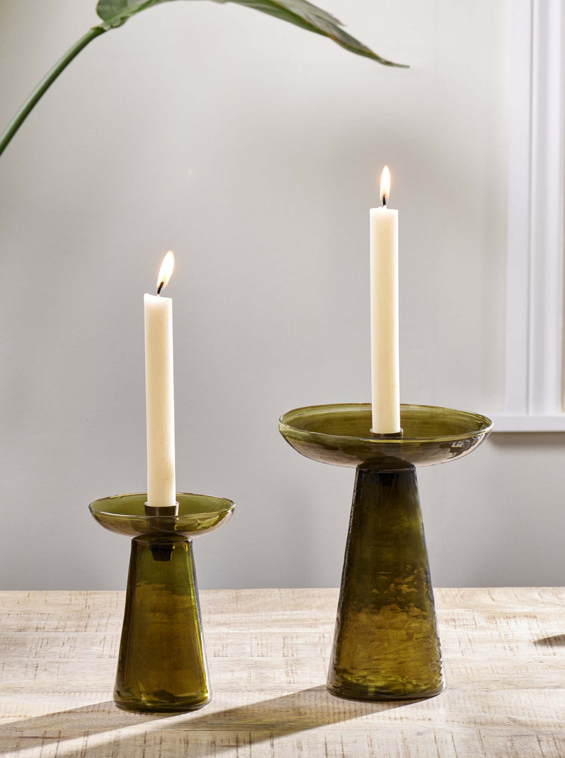 Avyn Recycled Glass Candle Holder - Forest Green - Large