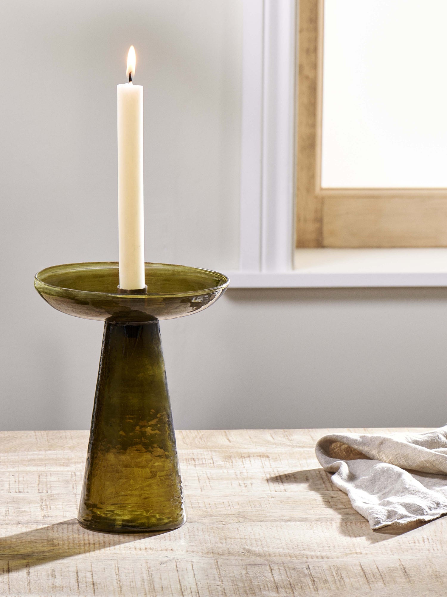 Avyn Recycled Glass Candle Holder - Forest Green - Large