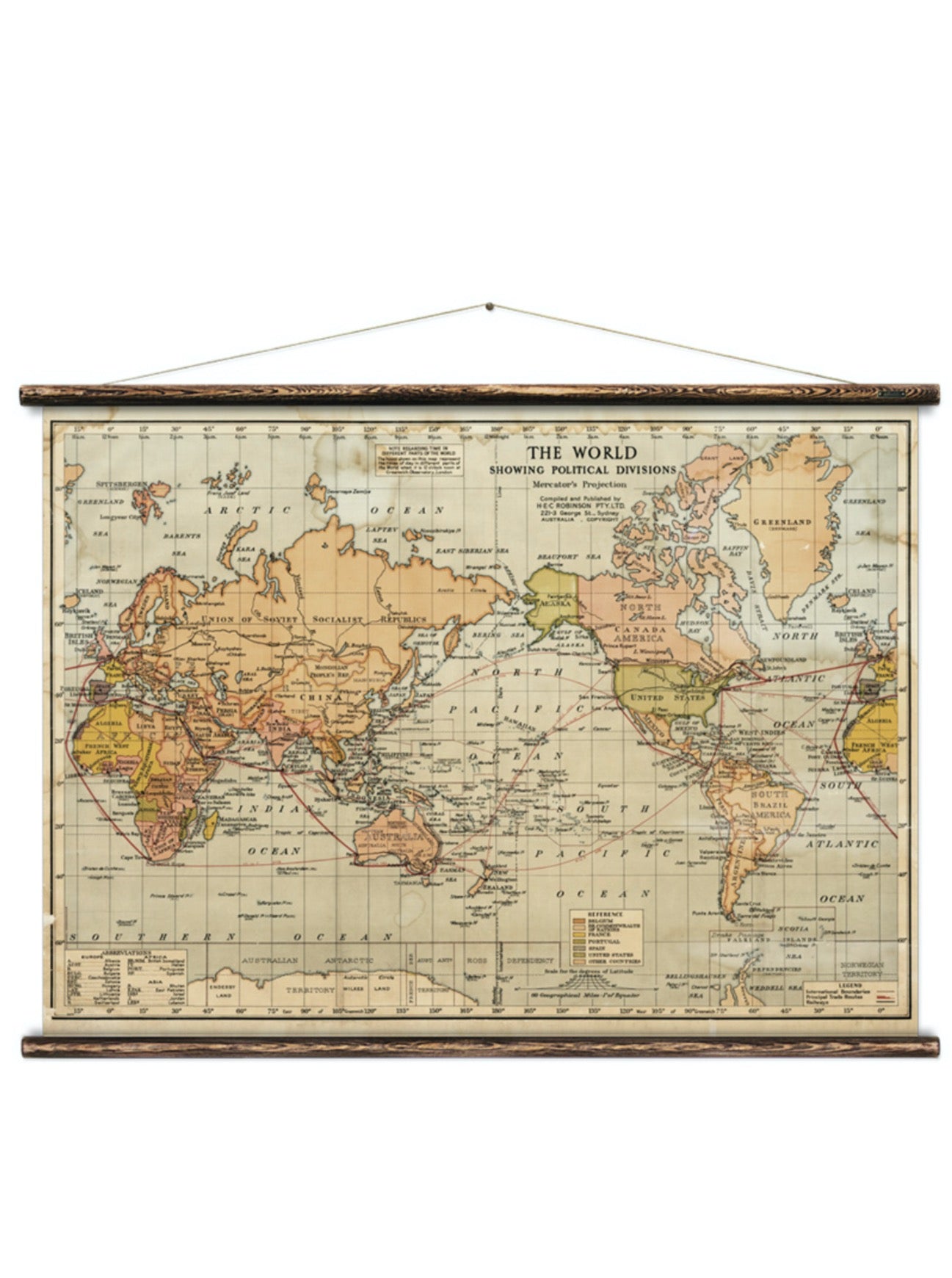 Wall Hanging World Political - Extra Large