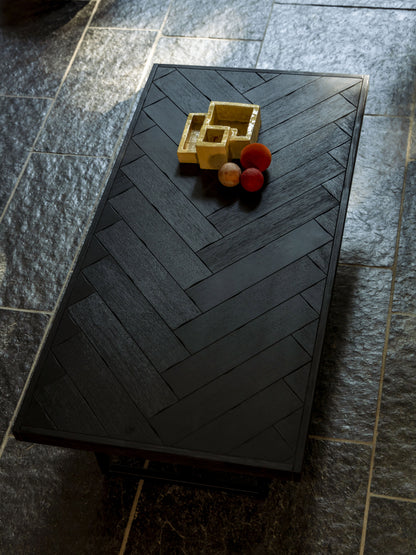 Class Wooden Herringbone Coffee Table - Black