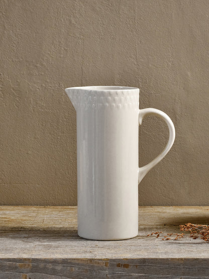 Ela Cream Embossed Ceramic Jug