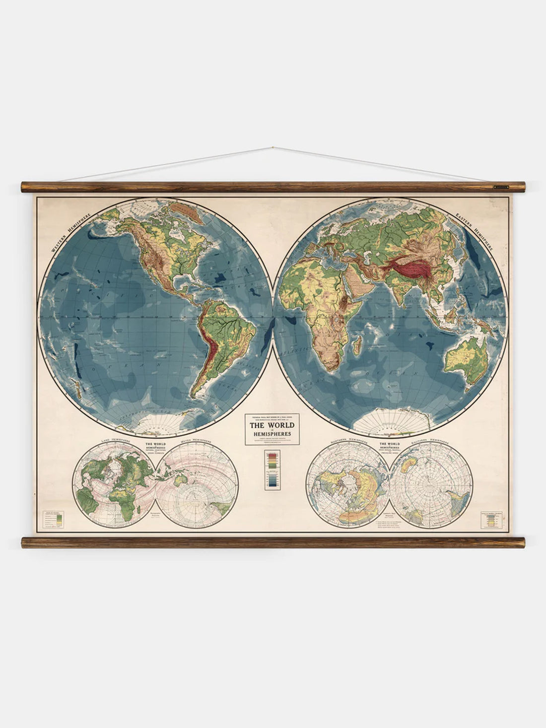 Wall Hanging World In Hemispheres - Extra Large