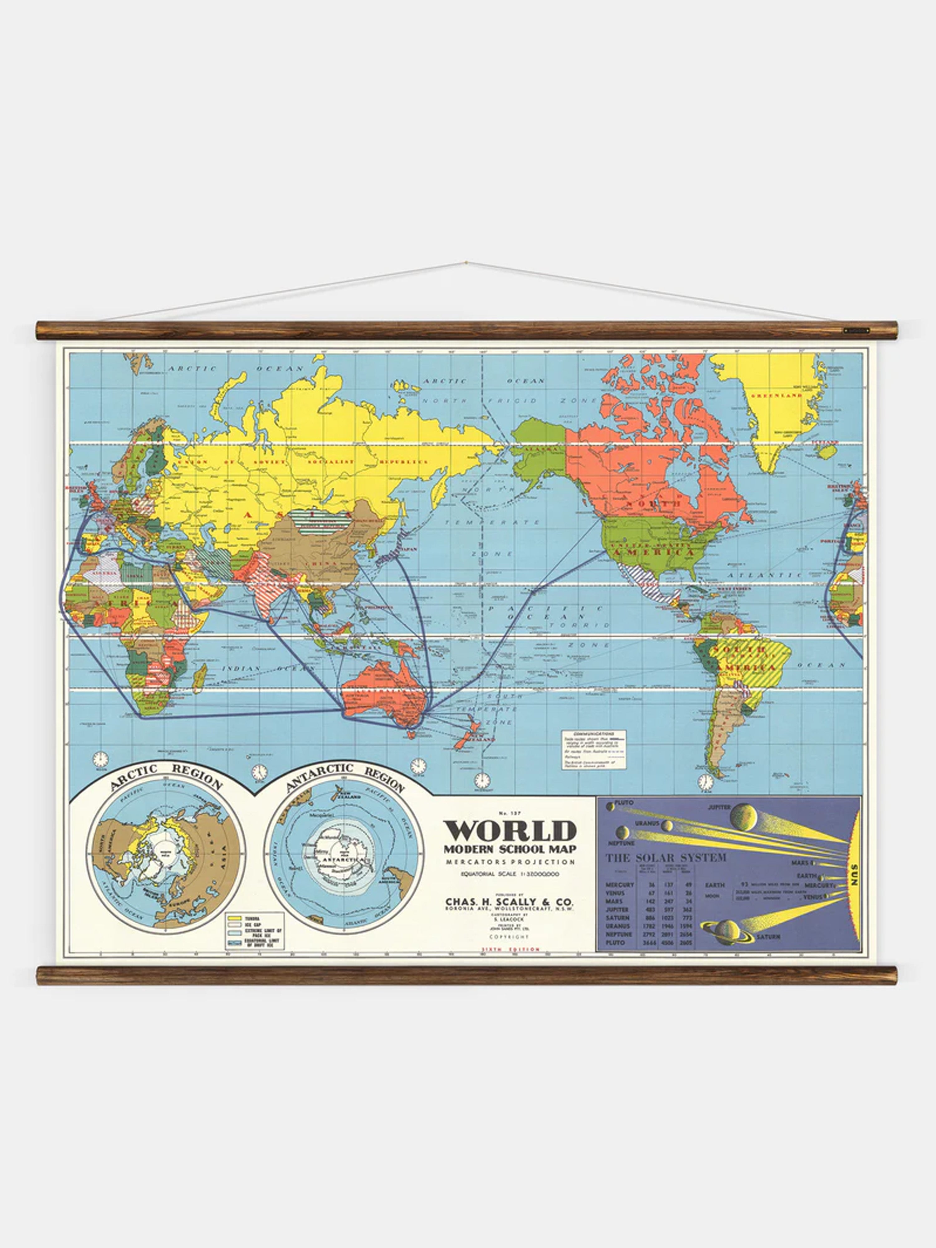 Wall Hanging The World School Map - Extra Large