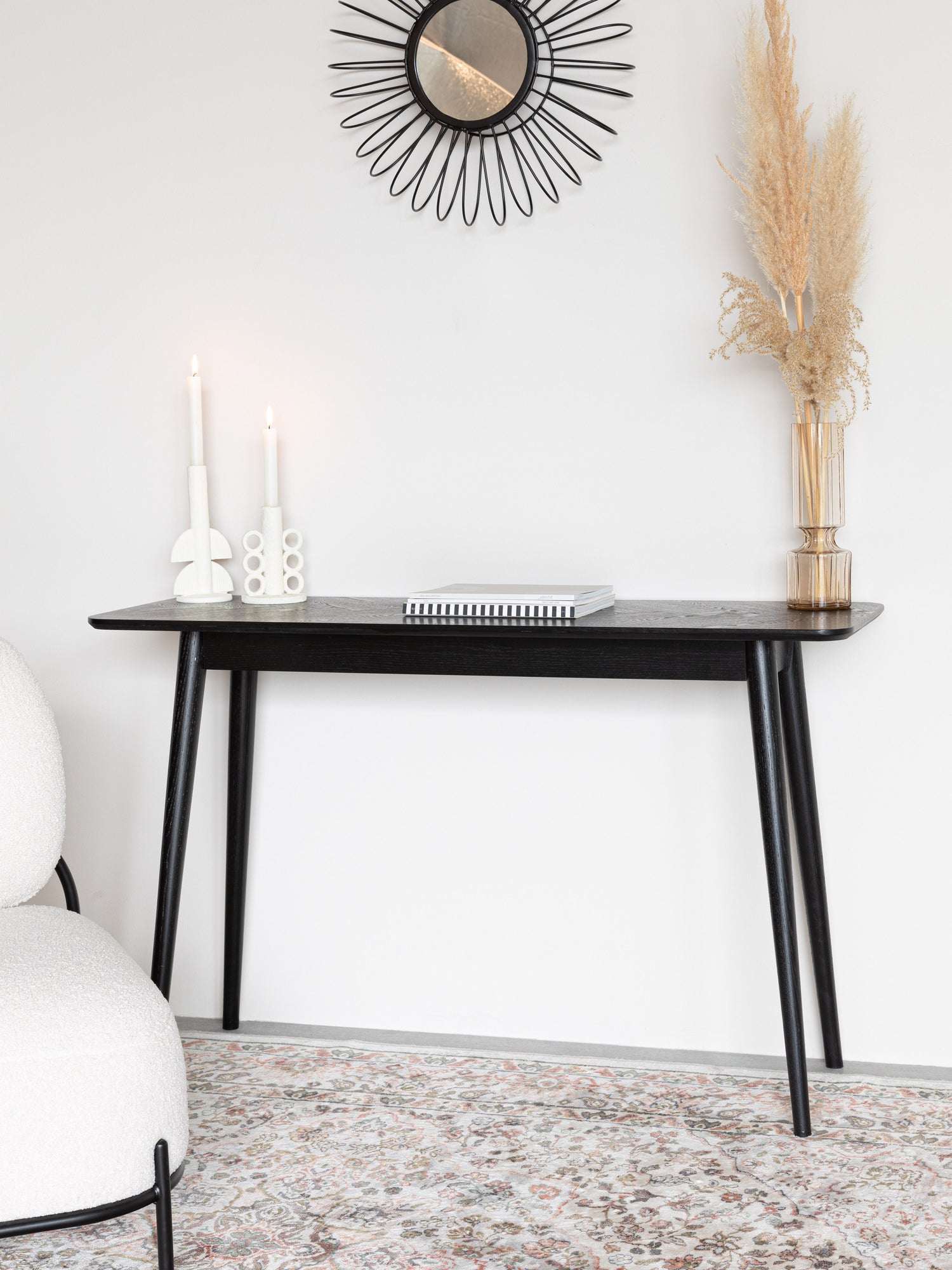 Halifax Wooden Herringbone Console Table - Black